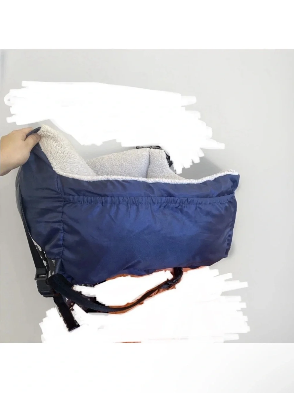 Plush Small Pet Car Seat in Navy and Cream